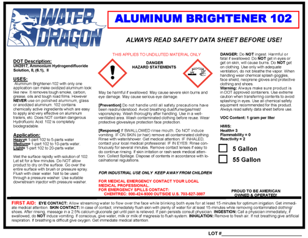 Aluminum Brightener - 5 Gal